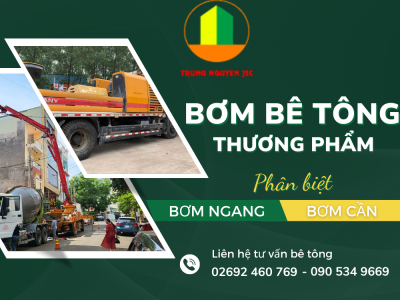 Bơm bê tông và phân biệt bơm ngang và bơm cần - Bê tông Trung Nguyên 
