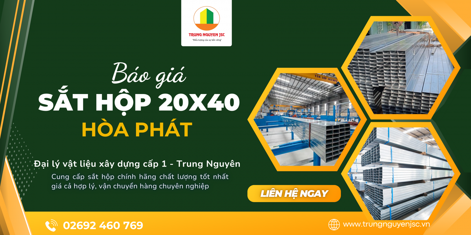 Giá sắt hộp 20x40 Hòa Phát - Trung Nguyên Gia Lai 