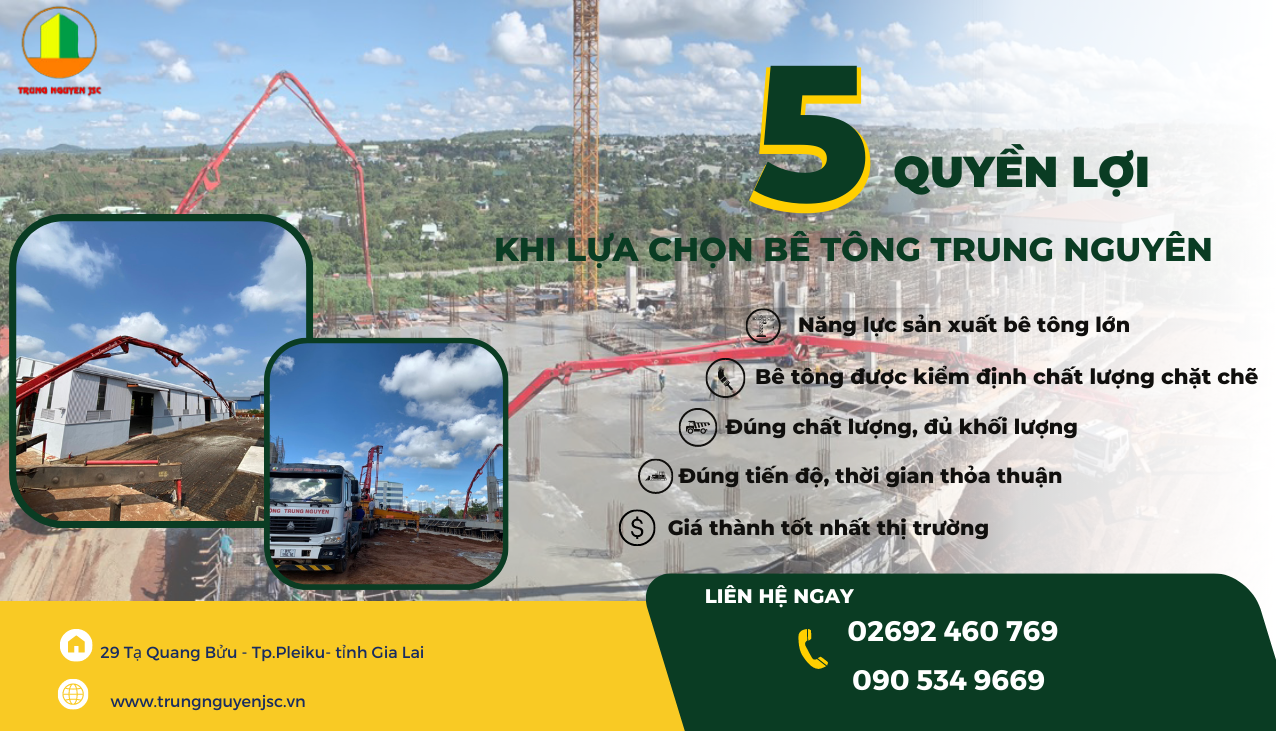 Mua bê tông gia lai chất lượng giá tốt tại Trung Nguyên 