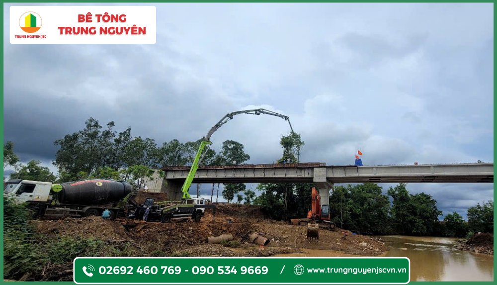 Bê tông Trung Nguyên - Đồng hành cùng dự án cầu đường Cầu Tình 