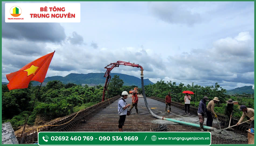 Bê tông Trung Nguyên - Đồng hành cùng dự án cầu đường Cầu Tình 